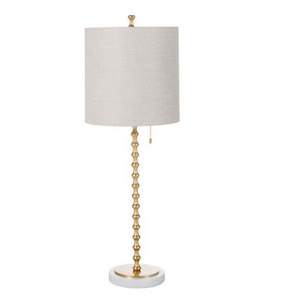The slim form of the cast metal neck and a round white marble base combine to create the clean look of the Addie Table Lamp. Marble is a natural material, and unique differences should be expected.