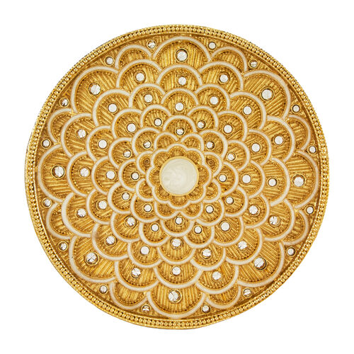 Gold with White Enamel Coaster