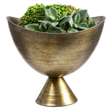 Succulent and Sedum Mix in Metal Vase