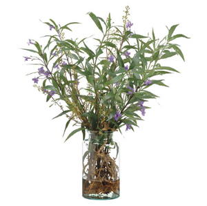 Ruellia and Driftwood in Glass Vase