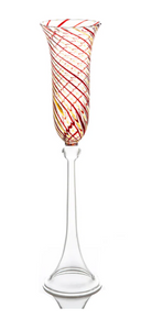 CHAMPAGNE FLUTE RED SWIRL, S/4
